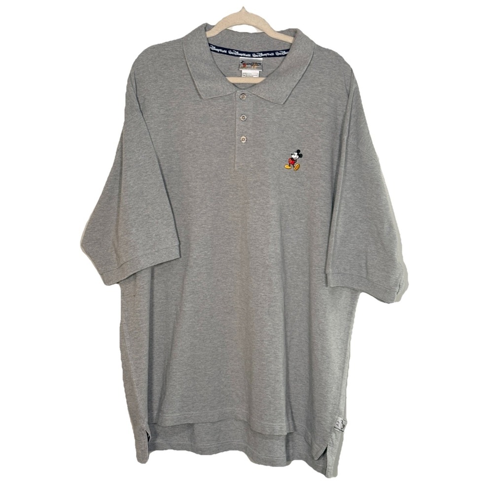 Vintage Walt Disney World‎ Polo Shirt Mens XL Embroidered Mickey Mouse Logo Gray
